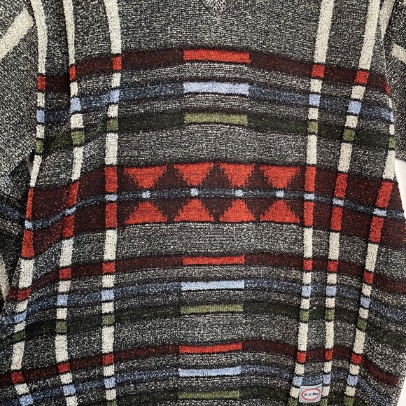 Goldberg Winter Wear 3D Knit V-Neck Sweater Gray Striped Geometric Pattern, 40 - Picture 6 of 8